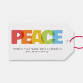 Farbenfrohe Überschneidung PEACE Christmas Wish Geschenkanhänger (Vorderseite (Horizontal))