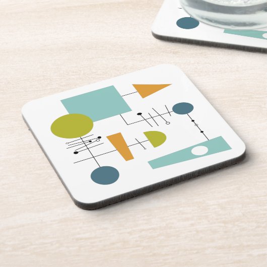 Farbenfrohe Übersicht über den Retrofluss Mitte de Getränkeuntersetzer (Linke Seite)