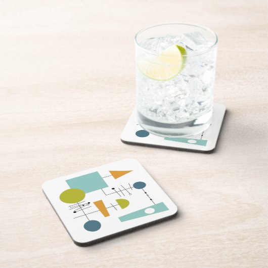 Farbenfrohe Übersicht über den Retrofluss Mitte de Getränkeuntersetzer (Rechte Seite)