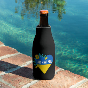 Farbenfrohe Ukraine Flag Blume Herz Flaschenkühler