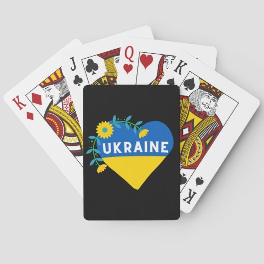 Farbenfrohe Ukraine Flag Blume Herz Spielkarten (Rückseite)