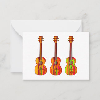 farbenfrohe ukulele orange-rote Flachnotiskarte Mitteilungskarte