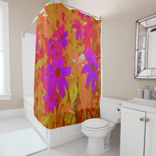 Farbenfrohe Ultra-Violet-, Magenta- und Rote Wildb Duschvorhang (Beispiel)