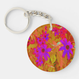 Farbenfrohe Ultra-Violet-, Magenta- und Rote Wildb Schlüsselanhänger