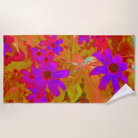 Farbenfrohe Ultra-Violet-, Magenta- und Rote Wildb Strandtuch (Vorderseite)