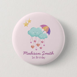 Farbenfrohe Umbrella Geburtstagskarte mit Niedlich Button