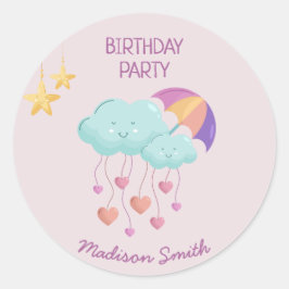 Farbenfrohe Umbrella Geburtstagskarte mit Niedlich Runder Aufkleber