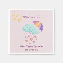 Farbenfrohe Umbrella Geburtstagskarte mit Niedlich Serviette