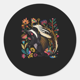 Farbenfrohe und aufwändige Skunk-Illustration mit  Runder Aufkleber