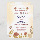 Farbenfrohe und blumengeschmückte Einladungen (Vorne/Hinten)