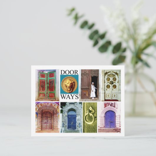 Farbenfrohe und einladende Türe Postkarte (Stehend Vorderseite)