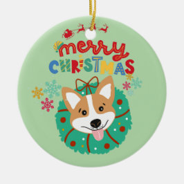 Farbenfrohe und feierliche Weihnachten Husky Hund Keramik Ornament