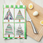 Farbenfrohe und festliche Weihnachtsbaume Küchentü Geschirrtuch (Viertel Falte)