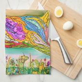 Farbenfrohe und festliche Weihnachtsferien Geschirrtuch (Viertel Falte)