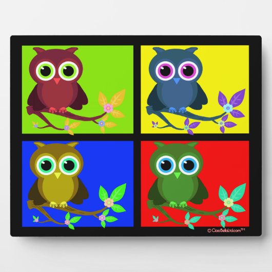 Farbenfrohe und funky Pop Art Owells Fotoplatte (Vorderseite)