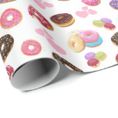 Farbenfrohe und geschmackvolle Donuts und Herz Geschenkpapier (Rolleneckpunkt)