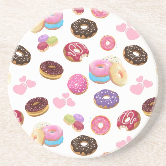 Farbenfrohe und geschmackvolle Donuts und Herz Getränkeuntersetzer (Vorne)