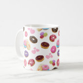 Farbenfrohe und geschmackvolle Donuts und Herz Kaffeetasse (Vorderseite Links)