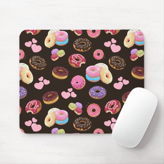 Farbenfrohe und geschmackvolle Donuts und Herz Mousepad (Mit Mouse)