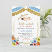 Farbenfrohe und goldene Charro Lasst uns Fiesta ei Einladung (Stehend Vorderseite)