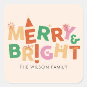 Farbenfrohe und helle Familie Quadratischer Aufkleber (Vorderseite)