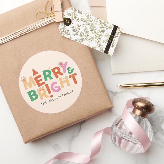 Farbenfrohe und helle Familie Runder Aufkleber