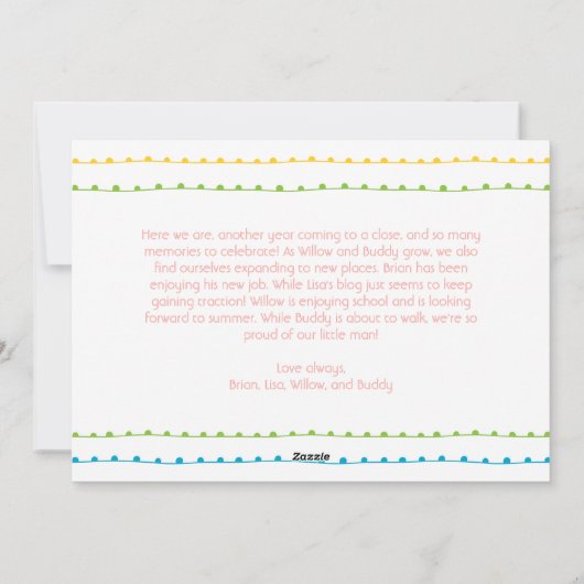 Farbenfrohe und helle frohe Weihnachten Ein Foto (Rückseite)