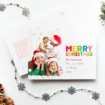 Farbenfrohe und helle frohe Weihnachten Ein Foto<br><div class="desc">Genießen Sie die Freude und die Magie der Urlaubssaison mit dieser einzigartigen und festlichen, farbenfrohen und fröhlichen Weihnachten-ein Foto-Urlaubskarte. Das einfache, aber lustige Design zeichnet sich durch eine Rot-, Grün-, Gelb-, Blau-, Orange- und Rosa-Farbpalette aus, die eine lebhafte und fröhliche Atmosphäre schafft. Die kreative und minimalistische Herangehensweise mit fett formatierter...</div>
