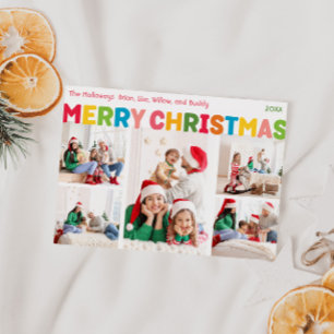 Farbenfrohe und helle frohe Weihnachten Fünf Foto