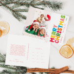 Farbenfrohe und helle frohe Weihnachten Volles Fot<br><div class="desc">Genießen Sie die Freude und die Magie der Urlaubssaison mit dieser einzigartigen und festlichen, farbenfrohen und fröhlichen Weihnachts-Weihnachtskarte, die das Foto mit sich bringt. Das einfache, aber lustige Design zeichnet sich durch eine Rot-, Grün-, Gelb-, Blau-, Orange- und Rosa-Farbpalette aus, die eine lebhafte und fröhliche Atmosphäre schafft. Die kreative und...</div>