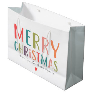 Farbenfrohe und helle frohe Weihnachtsherz Große Geschenktüte