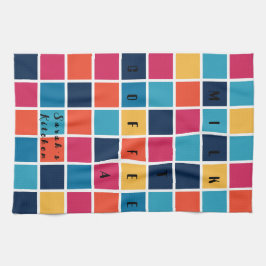 Farbenfrohe und helle Kreuzworträtsel Geschirrtuch