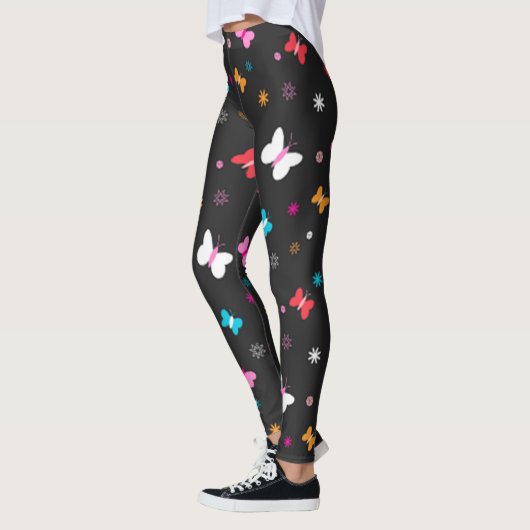 Farbenfrohe und helle Schmetterlingsmuster Leggings (Links)