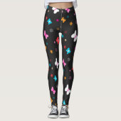 Farbenfrohe und helle Schmetterlingsmuster Leggings (Vorderseite)