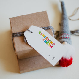 Farbenfrohe und helle Weihnachten bis und von Geschenkanhänger