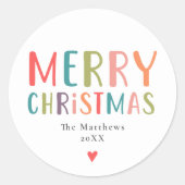 Farbenfrohe und helle Weihnachten Runder Aufkleber (Vorderseite)