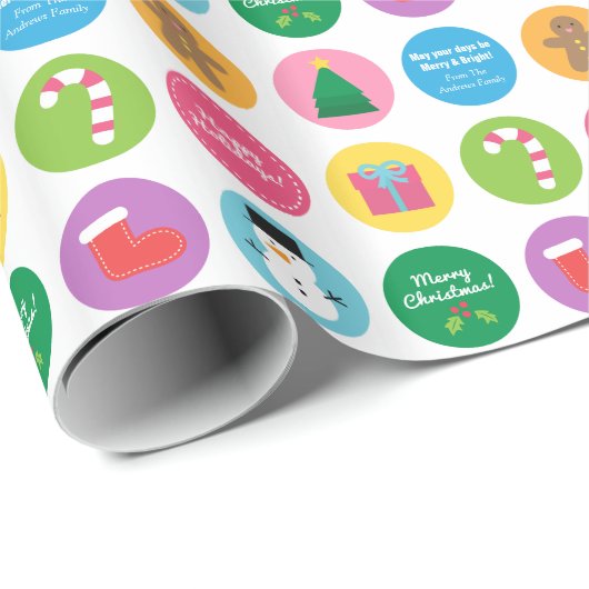 Farbenfrohe und helle Weihnachtsgeschenke Geschenkpapier (Rolleneckpunkt)