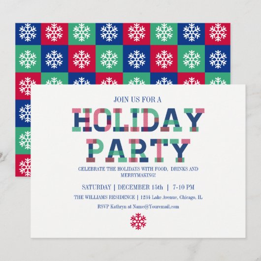 Farbenfrohe und helle Weihnachtskarte Einladung (Vorne/Hinten)