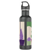 Farbenfrohe und kaktusartige Sukkulente Edelstahlflasche (Rückseite)