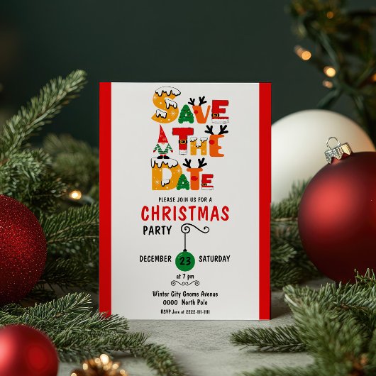 Farbenfrohe und kuschelige Save the Date Weihnacht Einladung
