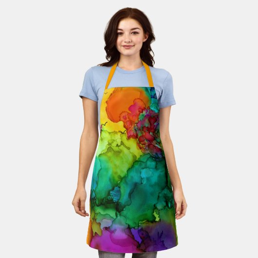 Farbenfrohe und lebendige Abstrakte Malerei Schürz Schürze (Getragen)