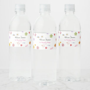 Farbenfrohe und lebendige Wildblumen Wasserflasche Wasserflaschenetikett