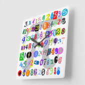 Farbenfrohe und lustige Darstellung der Pi Quadratische Wanduhr (Winkel)