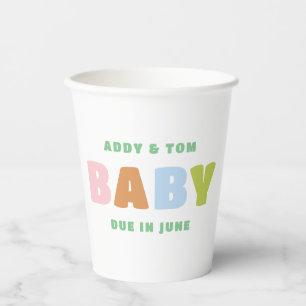 Farbenfrohe und lustige Gender Neutral Baby Dusche Pappbecher
