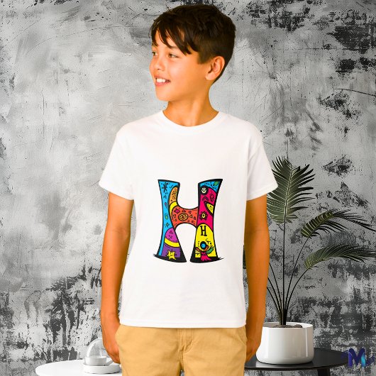 Farbenfrohe und lustige Monogram H Tribal und Dood T-Shirt