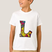 Farbenfrohe und lustige Monogram L Tribal and Dood T-Shirt (Vorderseite)