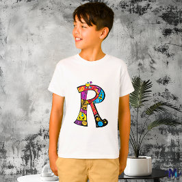Farbenfrohe und lustige Monogram R Tribal and Dood T-Shirt