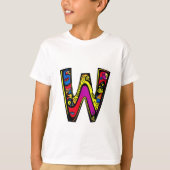 Farbenfrohe und lustige Monogram W Tribal and Dood T-Shirt (Vorderseite)