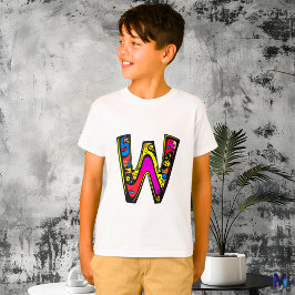 Farbenfrohe und lustige Monogram W Tribal and Dood T-Shirt