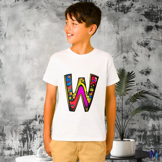 Farbenfrohe und lustige Monogram W Tribal and Dood T-Shirt